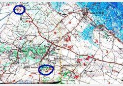 Carte des sites archéologiques (représentés par les points rouges) découverts par Jacques Dassié sur Breuillet. Les 2 sites cerclés de bleu sont ceux que vous pouvez découvrir sur les photos suivantes. / Visuel : D.R.