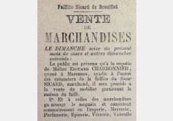 La Seudre, 16 mars 1873 - Annonce légale de la faillite d'un commerce - 01 / Visuel : D.R.
