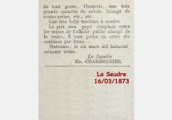 La Seudre, 16 mars 1873 - Annonce légale de la faillite d'un commerce - 02 / Visuel : D.R.