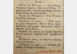 La Seudre, 8 juillet 1894 - Résultats cantonnaux au Certificat d'études primaires de 1894, canton de Royan - 02 / Visuel : D.R.