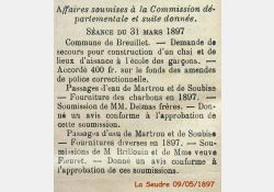 La Seudre, 9 mai 1897 - Affaires soumises à la Commission départementale et suite donnée / Visuel : D.R.