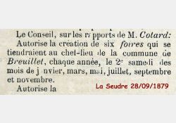La Seudre - Création de la foire de Breuillet en 1879 - décision du Conseil Général / Visuel : D.R.