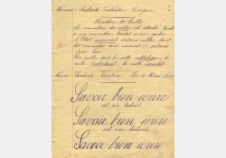Page d'un cahier d'écolier, cours d'instruction civique, 1895 / Visuel : D.R.