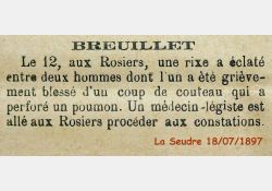 Bagarre et crime aux Rosiers en 1897 - La Seudre, 18 juillet 1897. Cette seconde affaire n'est-elle pas la suite de la première ? / Visuel : D.R.