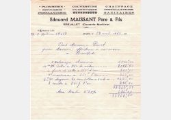 Facture de plomberie de 1952 ; notez la taxe locale de 1,75% / Visuel : D.R.