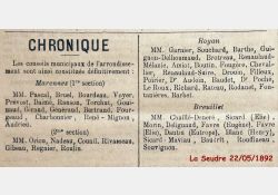 La Seudre, 22 mai 1892 - Élections municipales / Visuel : D.R.