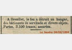 La Seudre, 4 février 1894 - Incendie à Breuillet / Visuel : D.R.